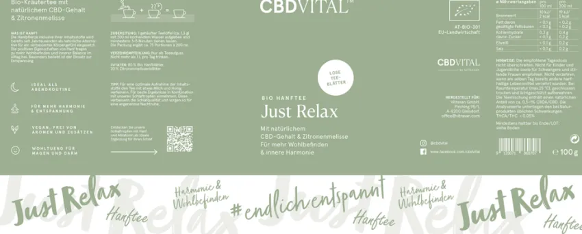 Outlet CBD VITAL Hanftee Bio 1,5% Just Relax