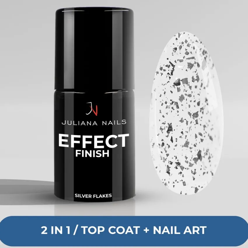 New Juliana Nails Gel Lack Effect Finish Silver Flakes